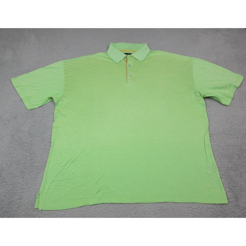 Bugatchi Polo Shirt Mens XL Green Solid Jersey Knit Casual Short Sleeve